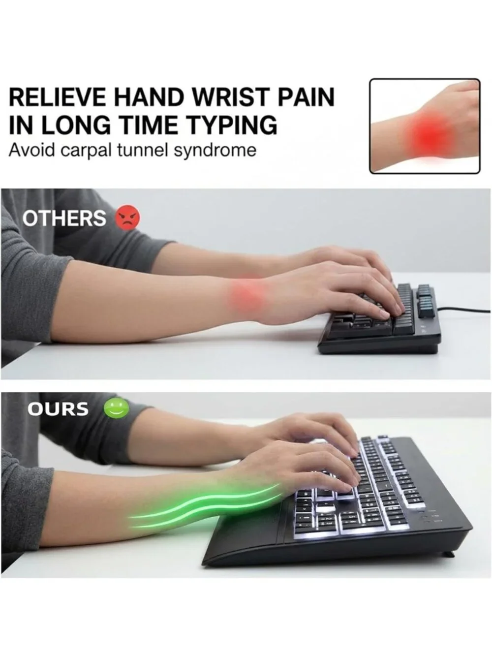 Large Print Backlit USB Keyboard for Seniors | Ergonomic, High Contrast